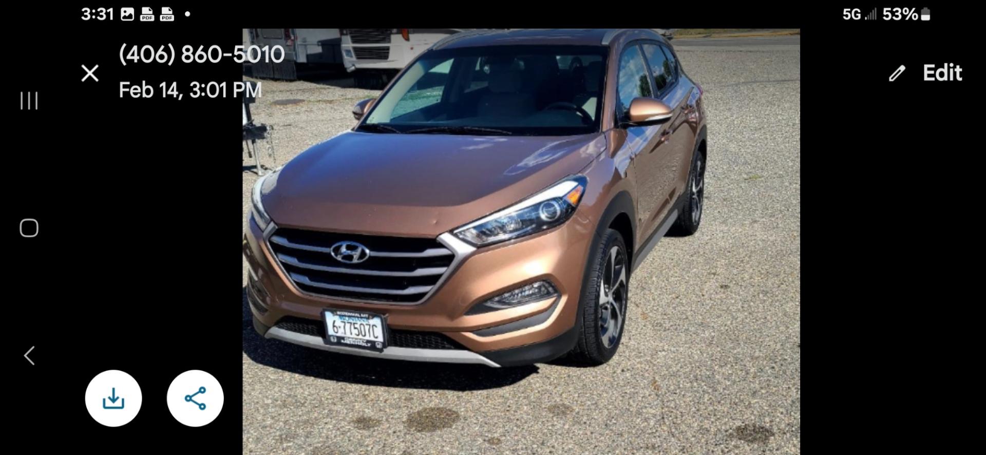 2017 Bronze Hyundai Tucson , located at 923 US HWY 87 E., Billings, MT, 59101, (406) 245-0456, 45.795788, -108.451881 - Nice limited turbo, 1.6L, Sport. Tires at 95%. All wheel drive, Auto windows doors locks tilt cruise, Navigation, Back up cameras, Heated cloth seats, Immaculate. John at 4062080659 - Photo#1